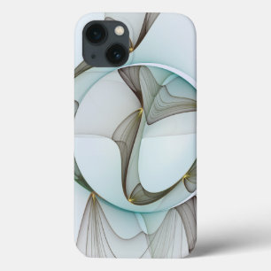 Abstract Modern Turquoise Brown Gold Elegance iPhone 13 Case
