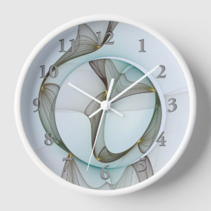 Abstract Modern Turquoise Brown Gold Elegance Clock