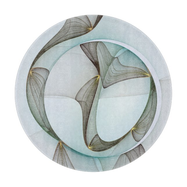 Abstract Modern Turquoise Brown Gold Elegance Cutting Board (Front)