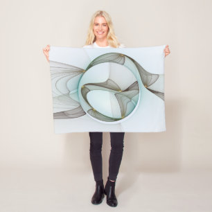 Abstract Modern Turquoise Brown Gold Elegance Fleece Blanket