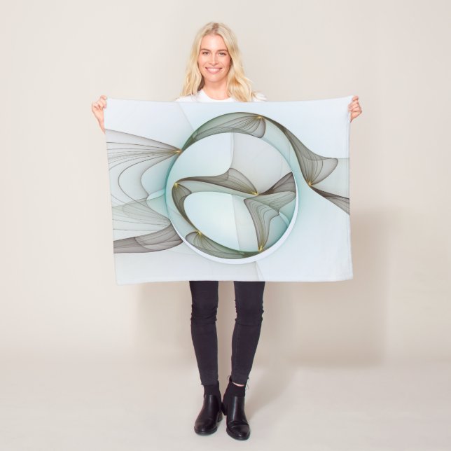 Abstract Modern Turquoise Brown Gold Elegance Fleece Blanket (In Situ)
