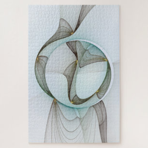 Abstract Modern Turquoise Brown Gold Elegance Jigsaw Puzzle