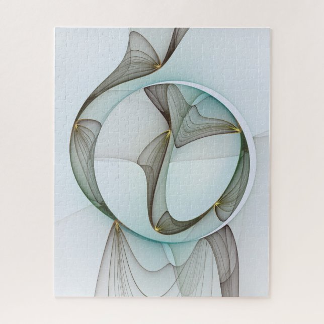 Abstract Modern Turquoise Brown Gold Elegance Jigsaw Puzzle (Vertical)