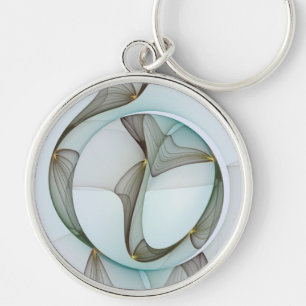 Abstract Modern Turquoise Brown Gold Elegance Key Ring