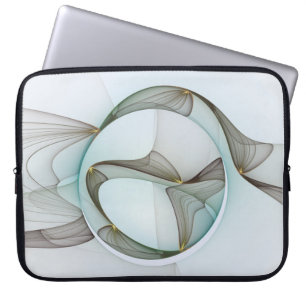 Abstract Modern Turquoise Brown Gold Elegance Laptop Sleeve