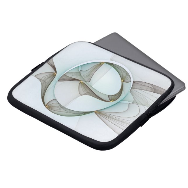 Abstract Modern Turquoise Brown Gold Elegance Laptop Sleeve (Front Top)