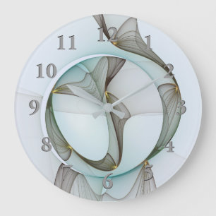 Abstract Modern Turquoise Brown Gold Elegance Large Clock