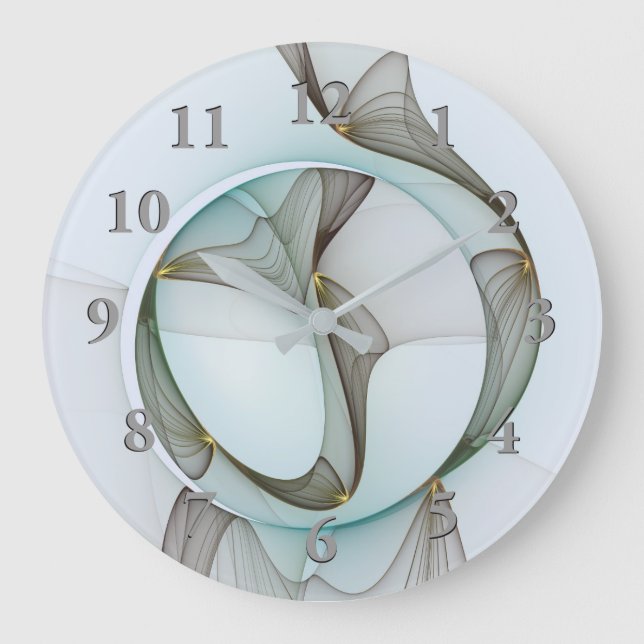 Abstract Modern Turquoise Brown Gold Elegance Large Clock (Front)