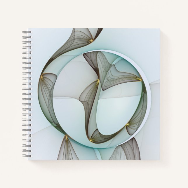 Abstract Modern Turquoise Brown Gold Elegance Notebook (Front)