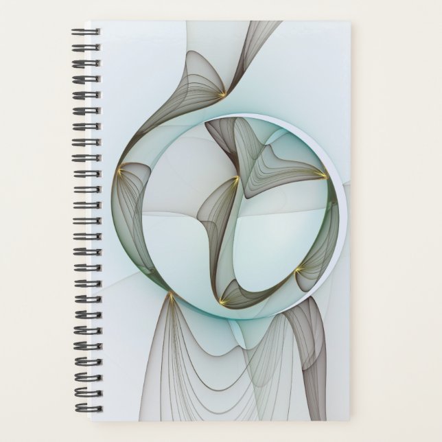 Abstract Modern Turquoise Brown Gold Elegance Planner (Front)