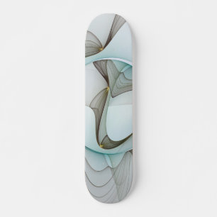 Abstract Modern Turquoise Brown Gold Elegance Skateboard