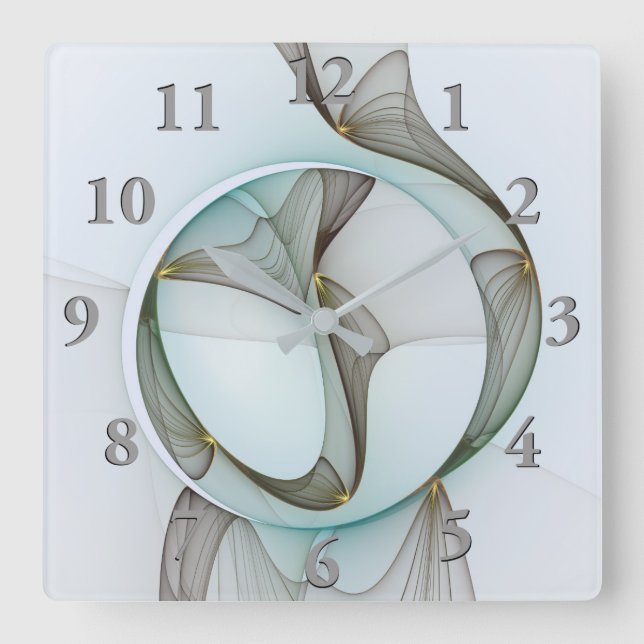 Abstract Modern Turquoise Brown Gold Elegance Square Wall Clock (Front)