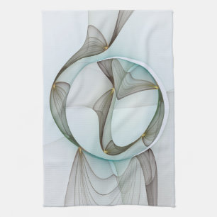 Abstract Modern Turquoise Brown Gold Elegance Tea Towel