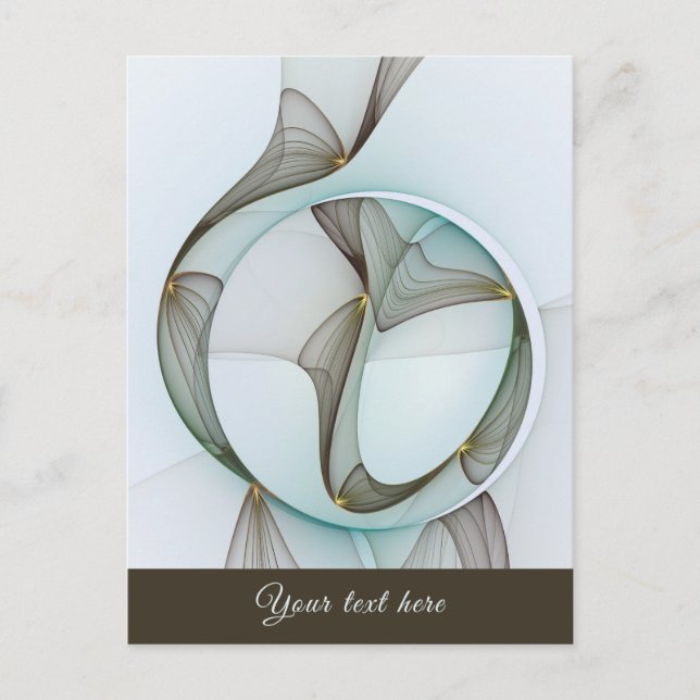 Abstract Modern Turquoise Brown Gold Elegance Text Postcard (Front)