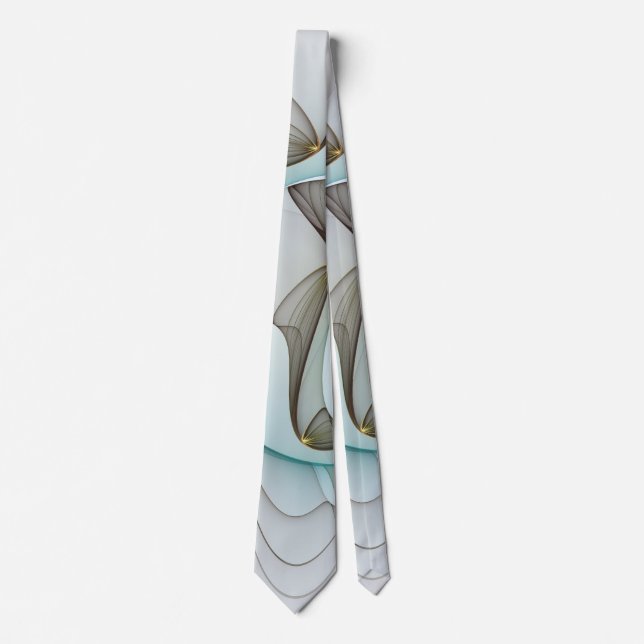 Abstract Modern Turquoise Brown Gold Elegance Tie (Front)
