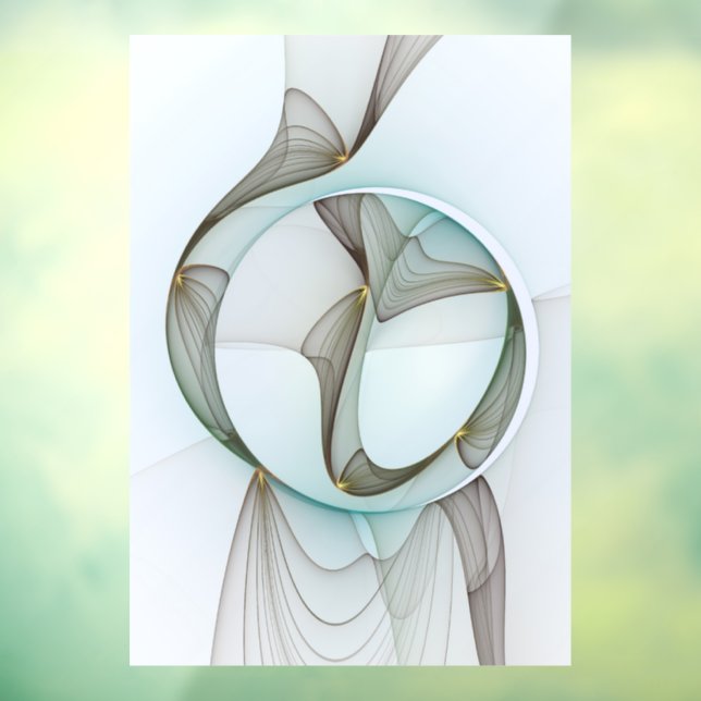 Abstract Modern Turquoise Brown Gold Elegance Window Cling (Sheet 3)