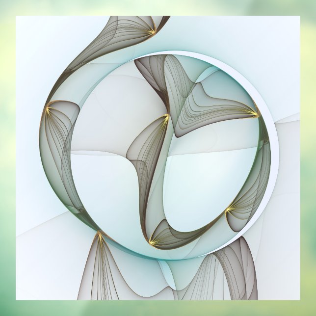 Abstract Modern Turquoise Brown Gold Elegance Window Cling (Sheet 3)