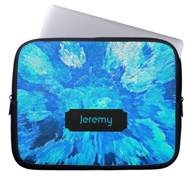 Abstract, modern, turquoise, hawaiian mosaic  laptop sleeve (Front)