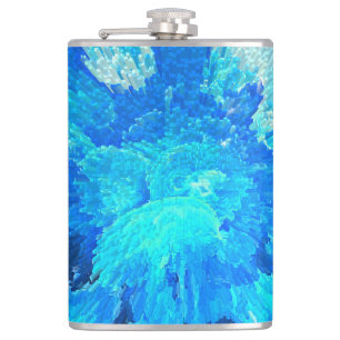 Abstract, modern, turquoise jellyfish pattern hip flask