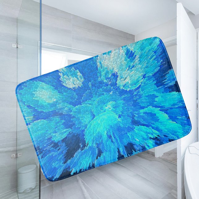 Abstract, modern, turquoise mosaic pattern bath mat (Creator Uploaded)