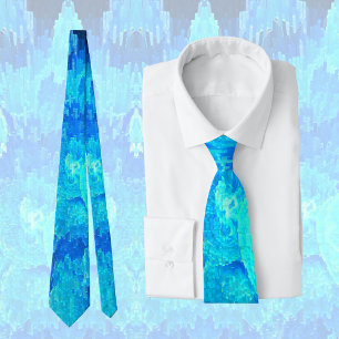 Abstract, modern, turquoise mosaic tie
