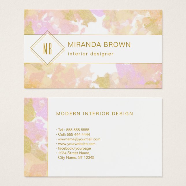 Abstract Modern Unique Watercolor Logo Pink Gold (Front & Back)