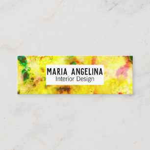 Abstract Modern Watercolor gold green Mini Business Card