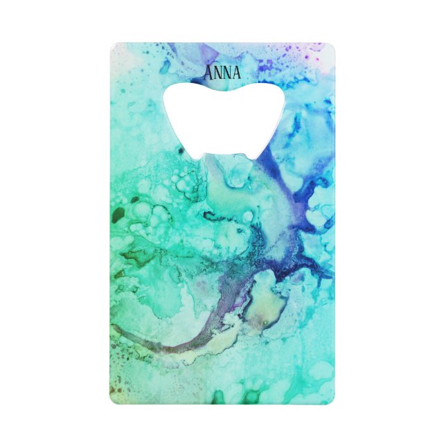 *~ Abstract Modern Watercolor Green Turquoise (Front)