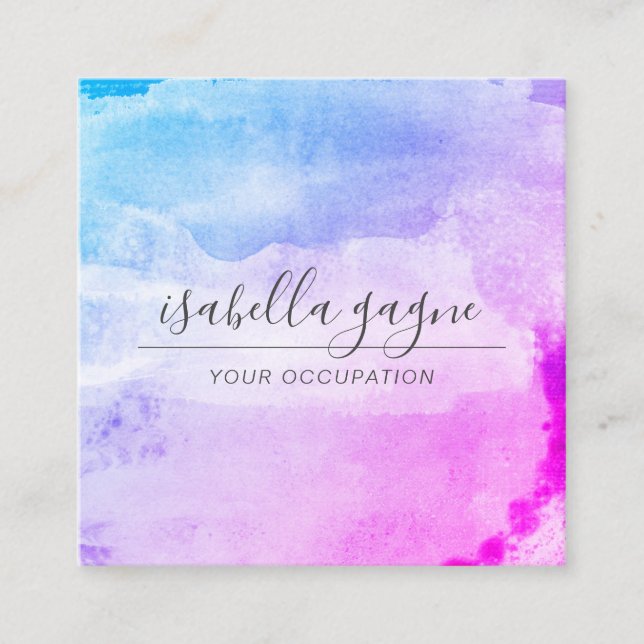 Abstract Modern  Watercolor Washes Square Business Card (Front)