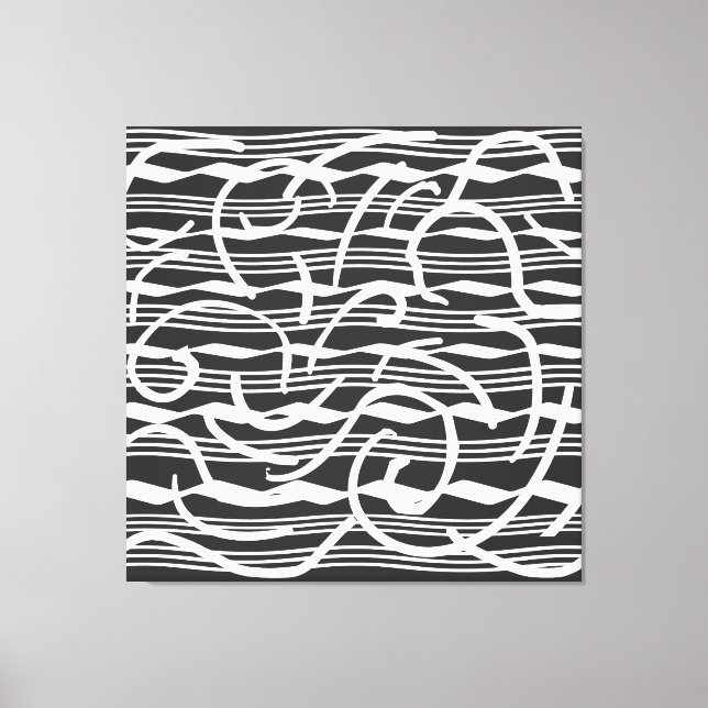 Abstract modern white geometric lines art canvas print (Front)