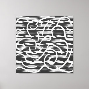Abstract modern white geometric lines art canvas print