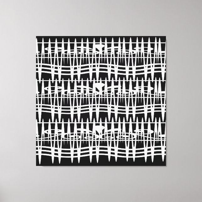 Abstract modern white geometric lines art canvas print (Front)