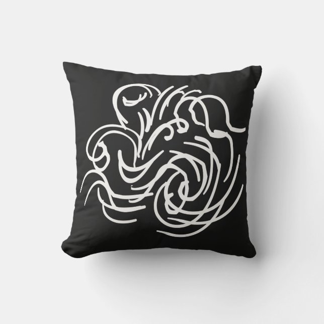 Abstract modern white geometric lines art cushion (Front)