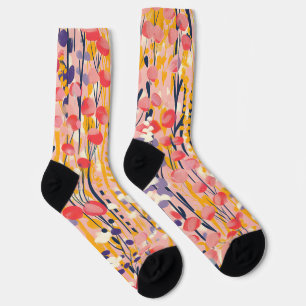 Abstract Modern Wildflower Floral Botanical Garden Socks