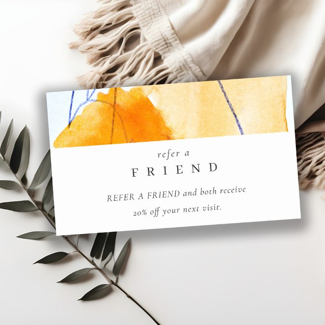 Abstract Modern Yellow Blue Art Refer To Friend Business Card (Creator Uploaded)