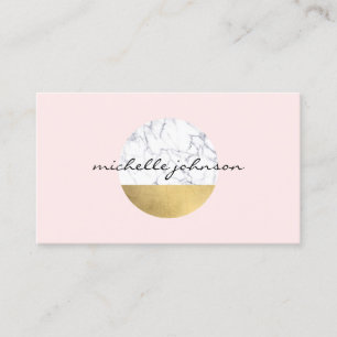 Abstract Modernist Marble/Gold Circle Logo Pink II Business Card