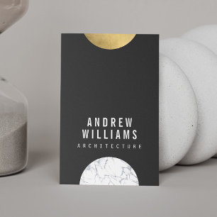 Abstract Modernist Marble, Gold, Dk Grey Designer Business Card