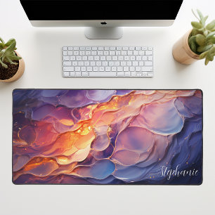 Abstract Molten Lava Waves Desk Mat