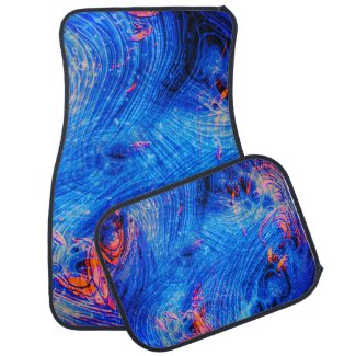 Abstract Molten Liquid Saphire Blue and Orange Car Mat