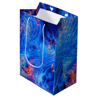 Abstract Molten Liquid Saphire Blue and Orange Medium Gift Bag