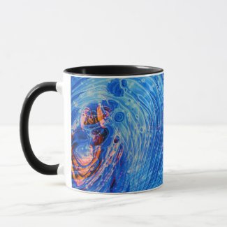 Abstract Molten Liquid Saphire Blue and Orange Mug