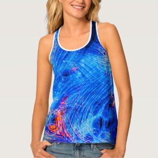 Abstract Molten Liquid Saphire Blue and Orange Tank Top