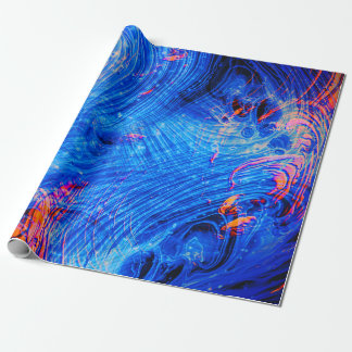Abstract Molten Liquid Saphire Blue and Orange Wrapping Paper