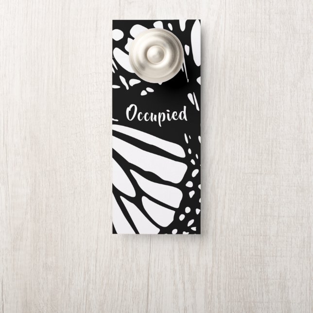 Abstract Monarch Butterfly Wing - Occupied/Vacant  Door Hanger (On Knob)