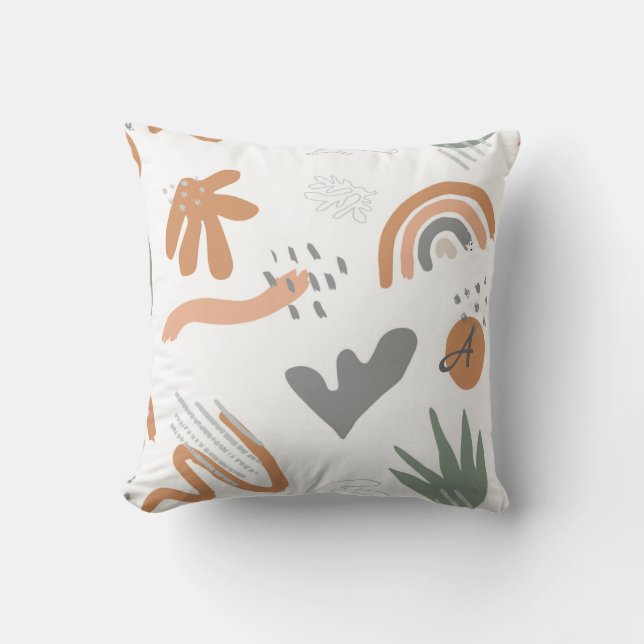 Abstract Mondern Thrwo Pillow Terracotta Monogram (Front)