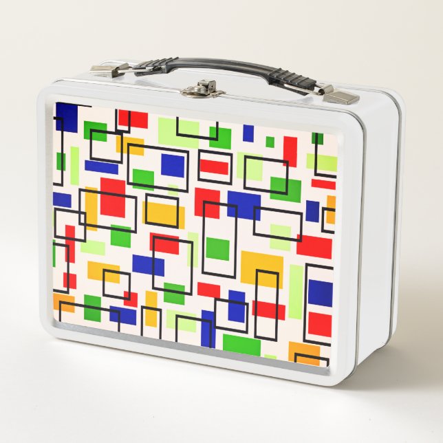 Abstract Mondrian Design Metal Lunch Box (Front)