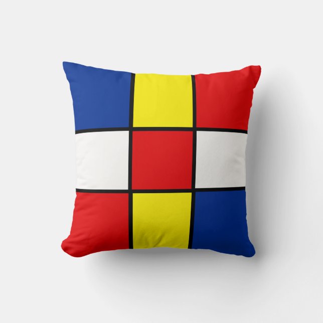 Abstract Mondrian Style Squares Throw Pillow (Front)