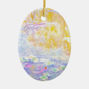 abstract, monet water lilies 7 ceramic tree decoration