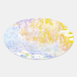abstract, monet water lilies 7 oval sticker