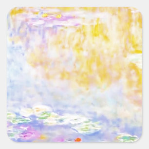 abstract, monet water lilies 7 square sticker